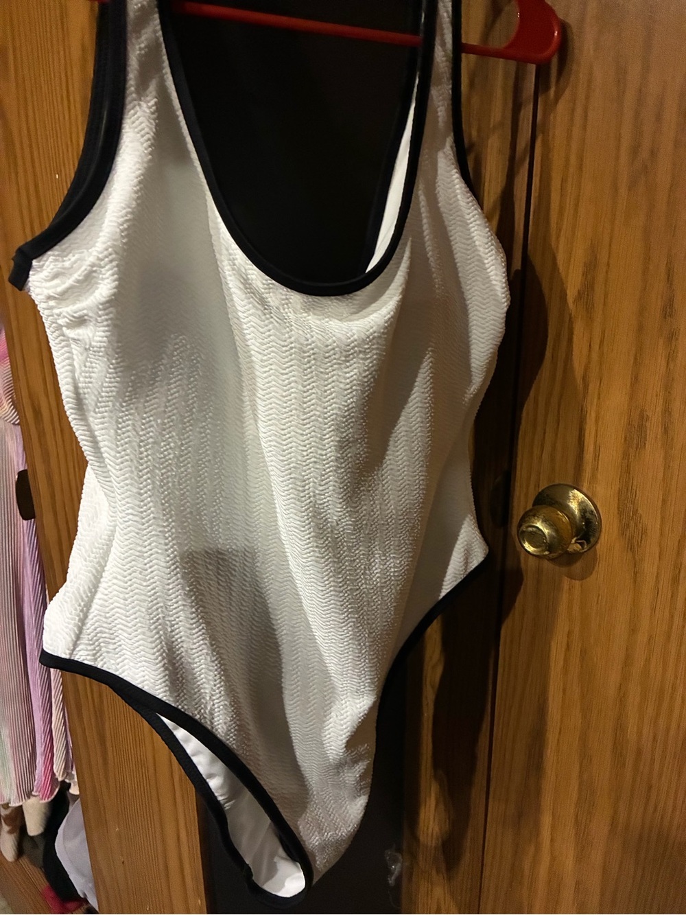 NWOT No Boundaries White One-Piece Swimsuit with Black Trim